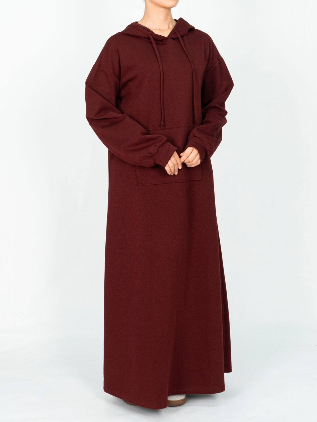 FUMIDAR Zaina Hooded Maxi Dress in Burgundy — view 8
