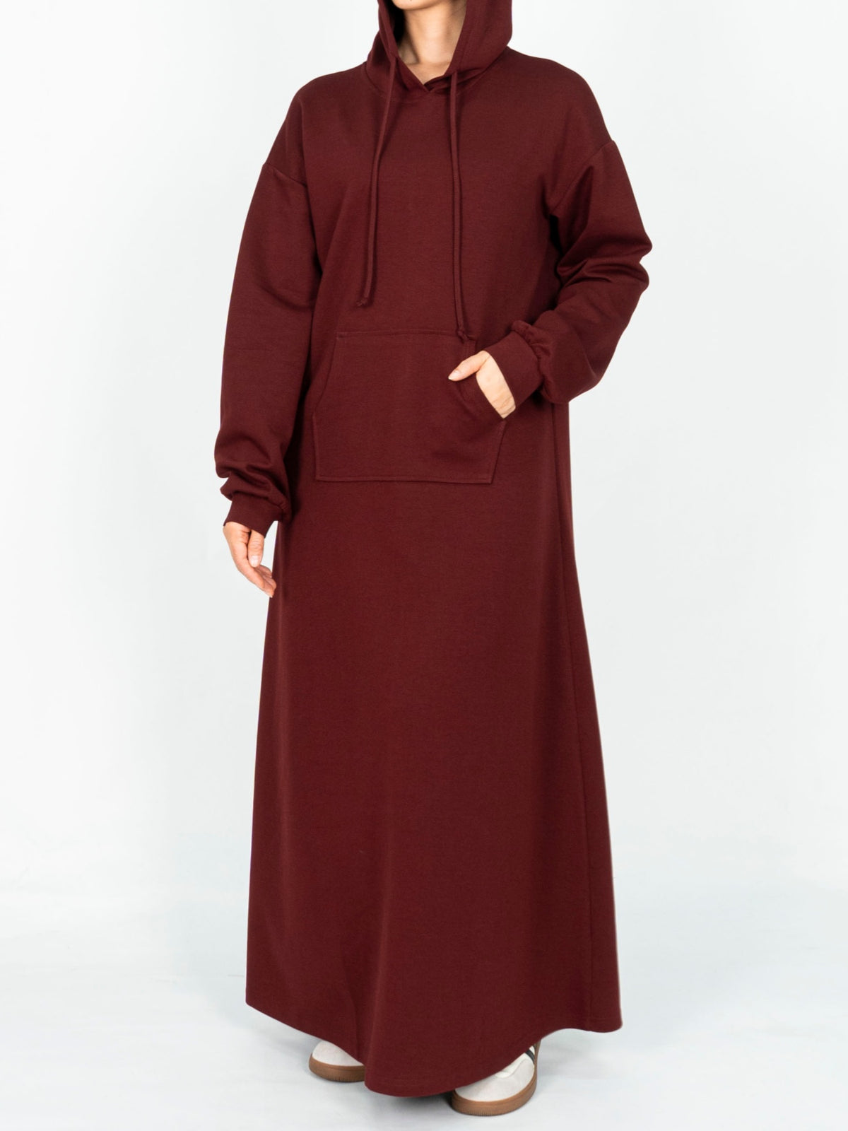 FUMIDAR Zaina Hooded Maxi Dress in Burgundy — view 9