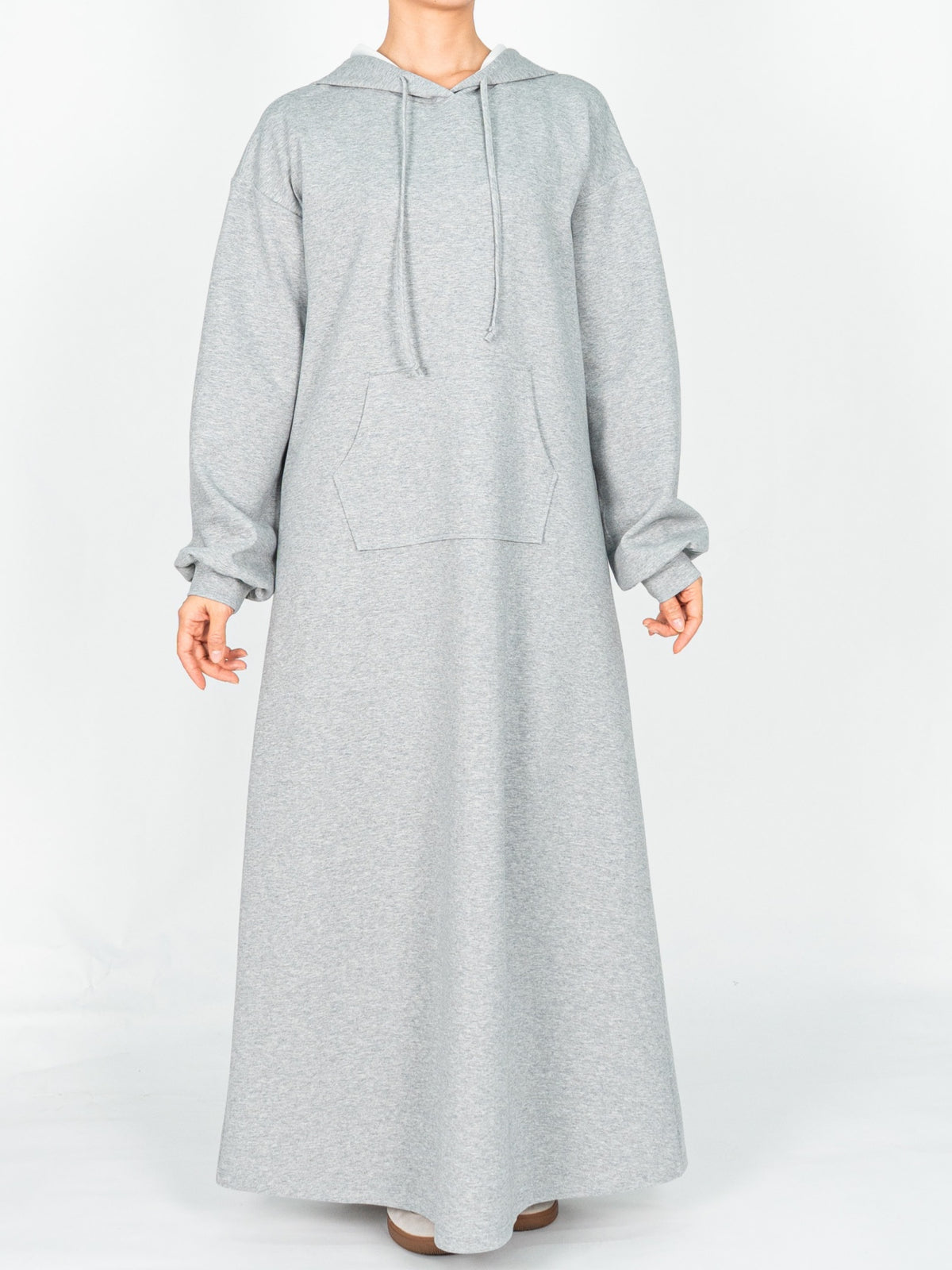 FUMIDAR Zaina Hooded Maxi Dress in Light Grey — view 2