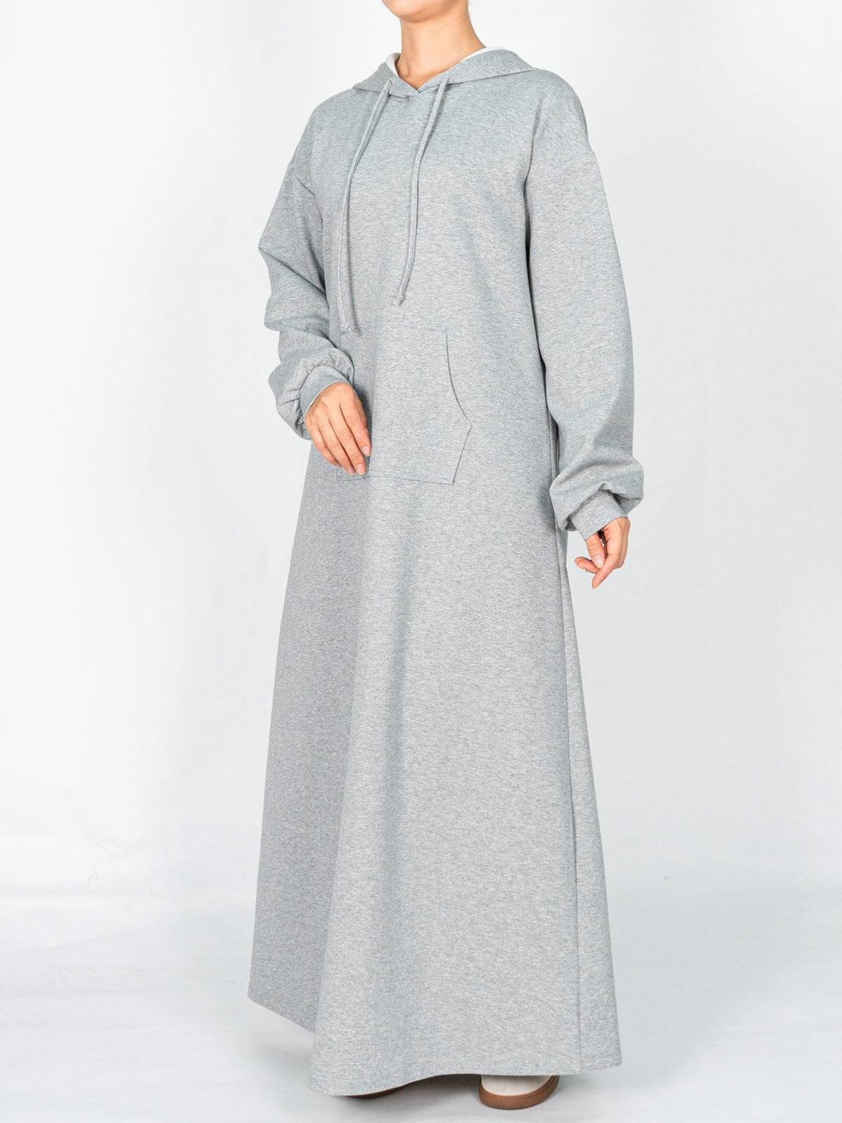 FUMIDAR Zaina Hooded Maxi Dress in Light Grey — view 3