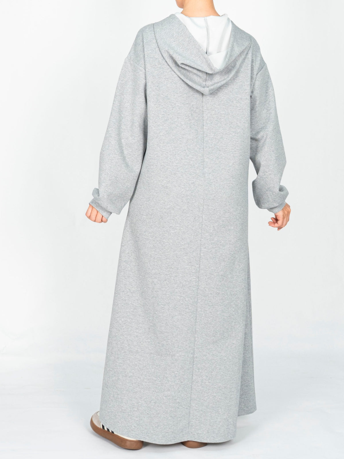 FUMIDAR Zaina Hooded Maxi Dress in Light Grey — view 5