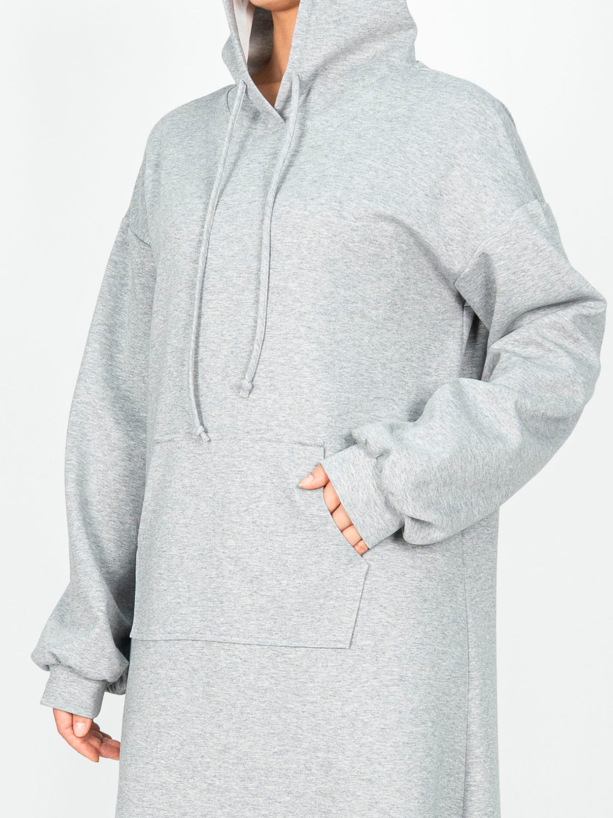 FUMIDAR Zaina Hooded Maxi Dress in Light Grey — view 6