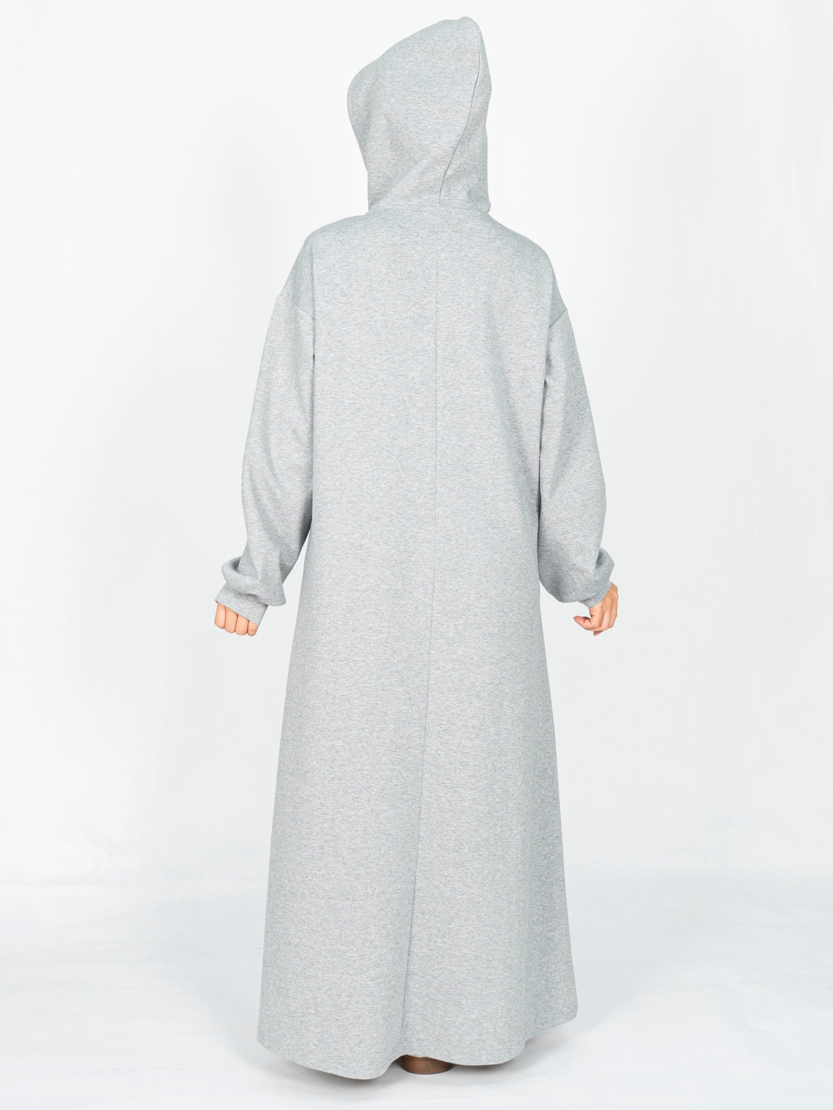 FUMIDAR Zaina Hooded Maxi Dress in Light Grey — view 7