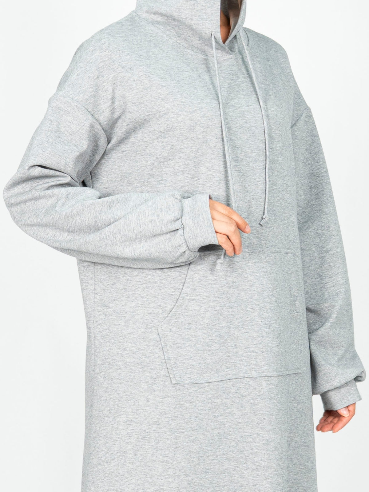 FUMIDAR Zaina Hooded Maxi Dress in Light Grey — view 8