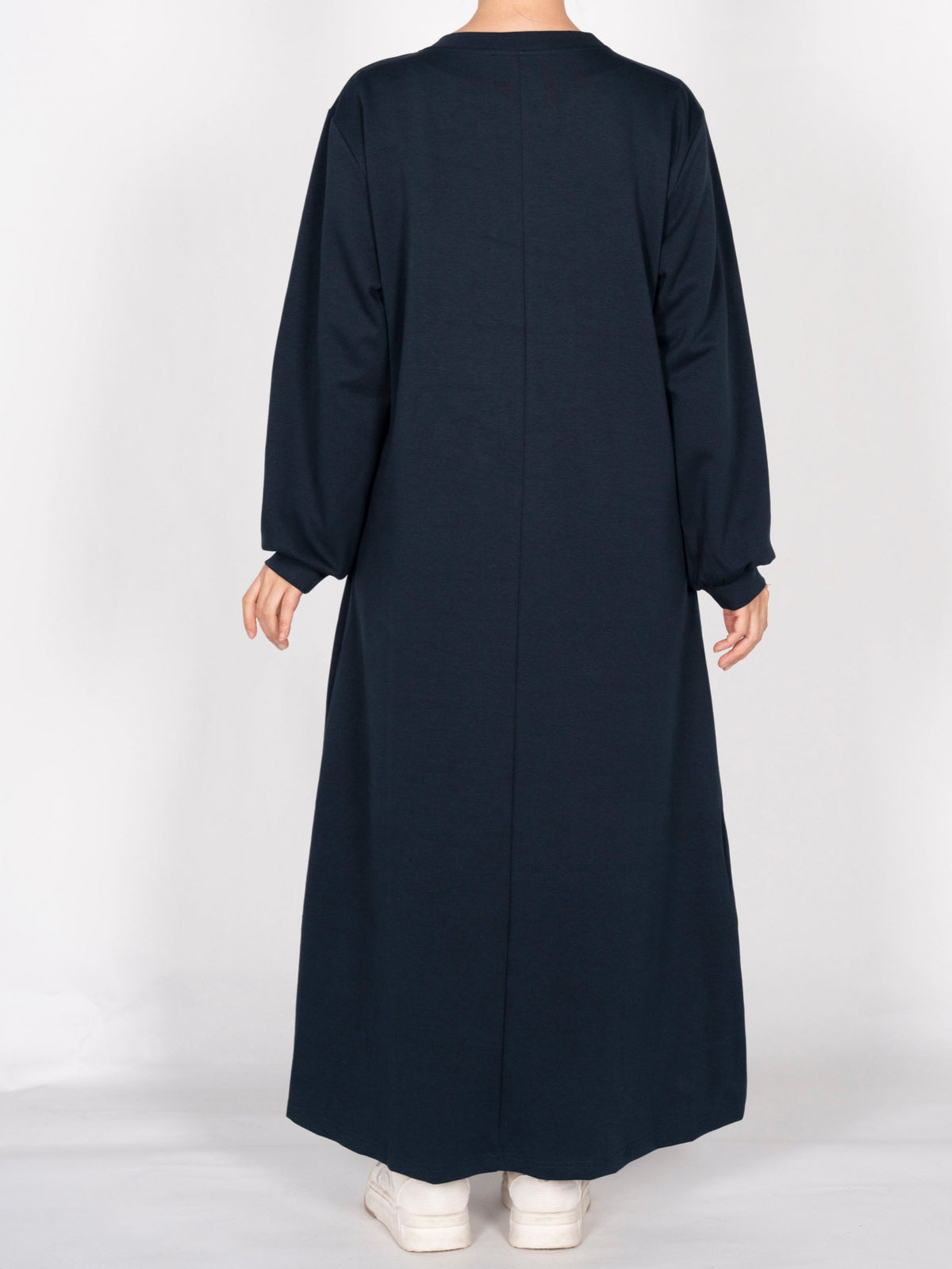 FUMIDAR Nadia Gathered-Yoke Abaya in Navy — view 2