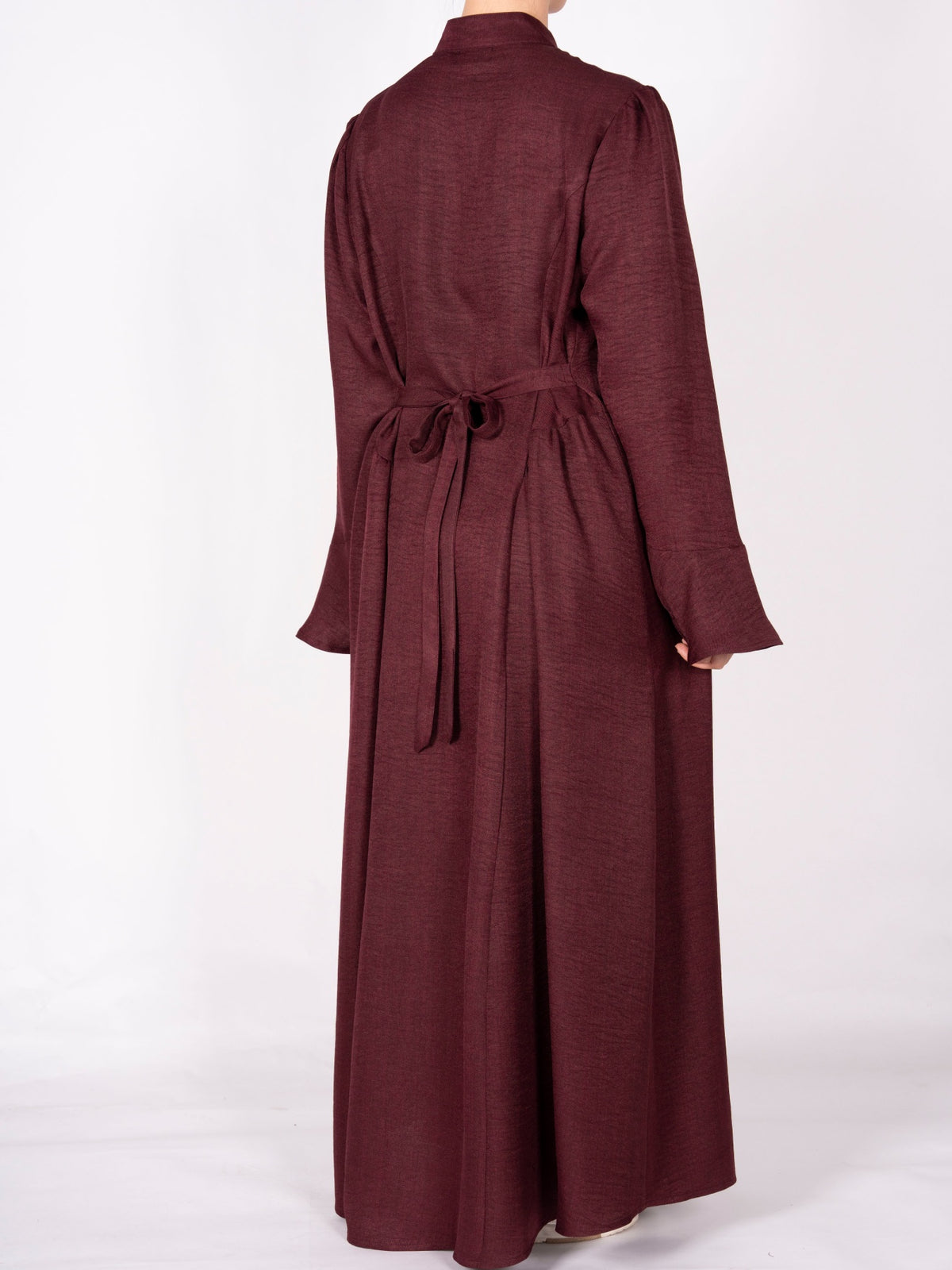 FUMIDAR Farah Stand-Collar Maxi Dress in Burgundy — view 5