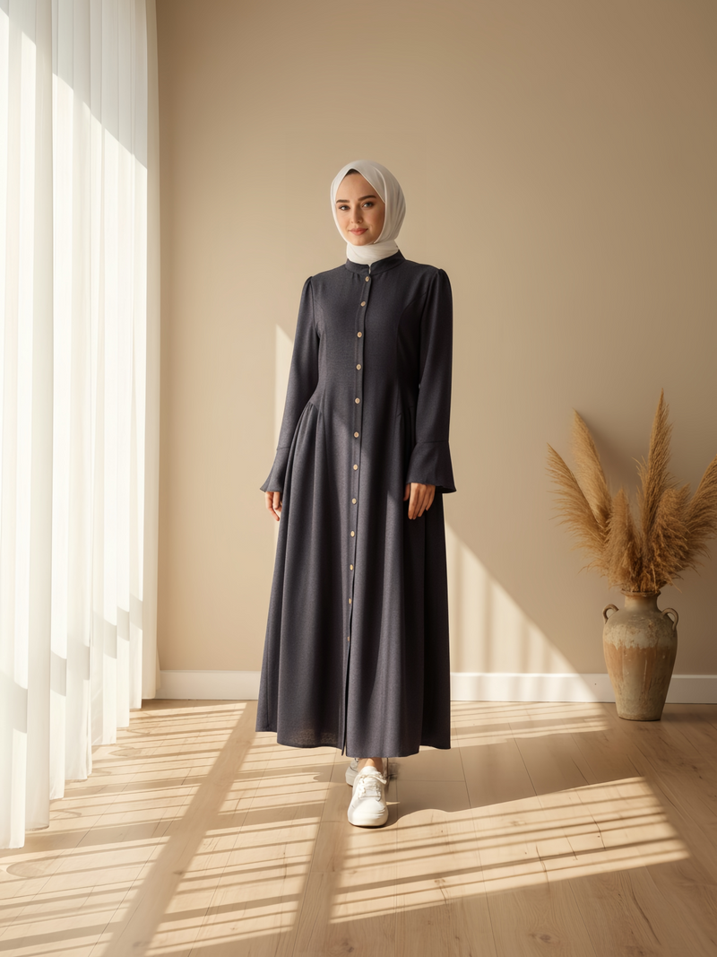 Farah Stand-Collar Maxi Dress