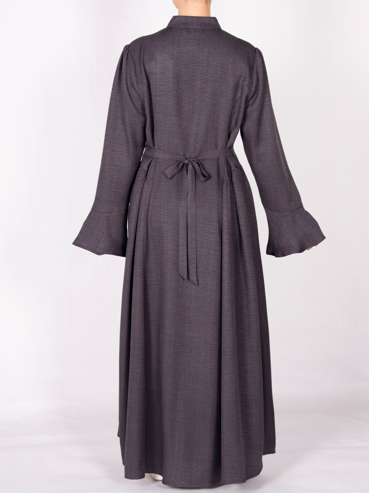FUMIDAR Farah Stand-Collar Maxi Dress in Charcoal — view 5