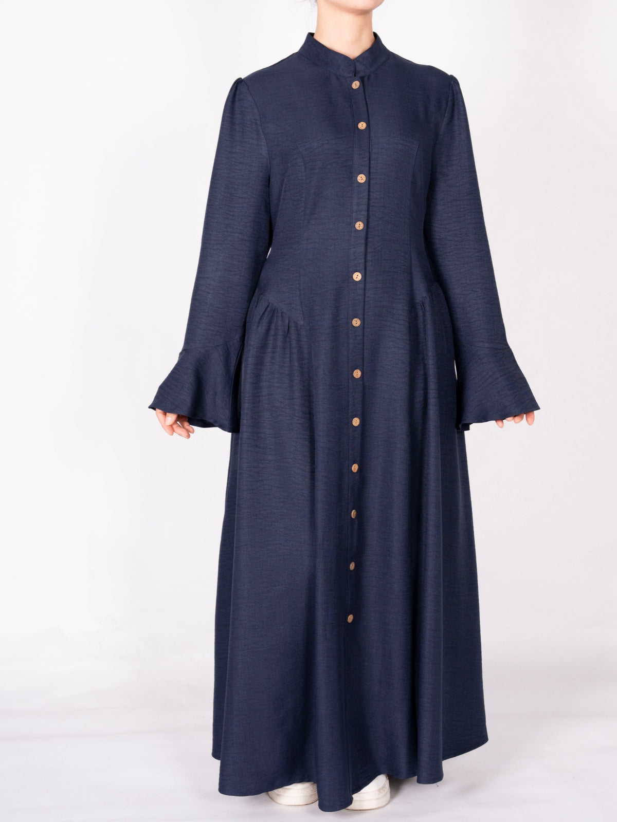 FUMIDAR Farah Stand-Collar Maxi Dress in Navy — view 3