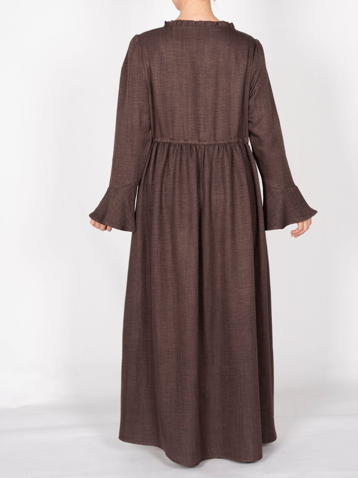 FUMIDAR Leena Drawstring-Waist Maxi Dress in Brown — view 5