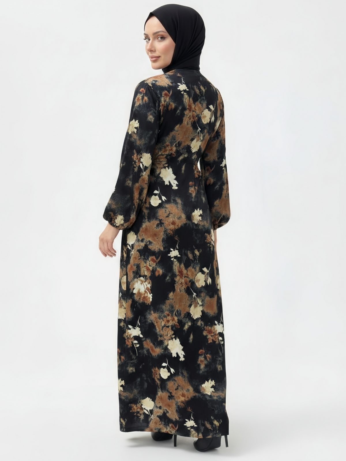 FUMIDAR Rania Printed Belted Maxi Dress in Autumn Floral — view 5