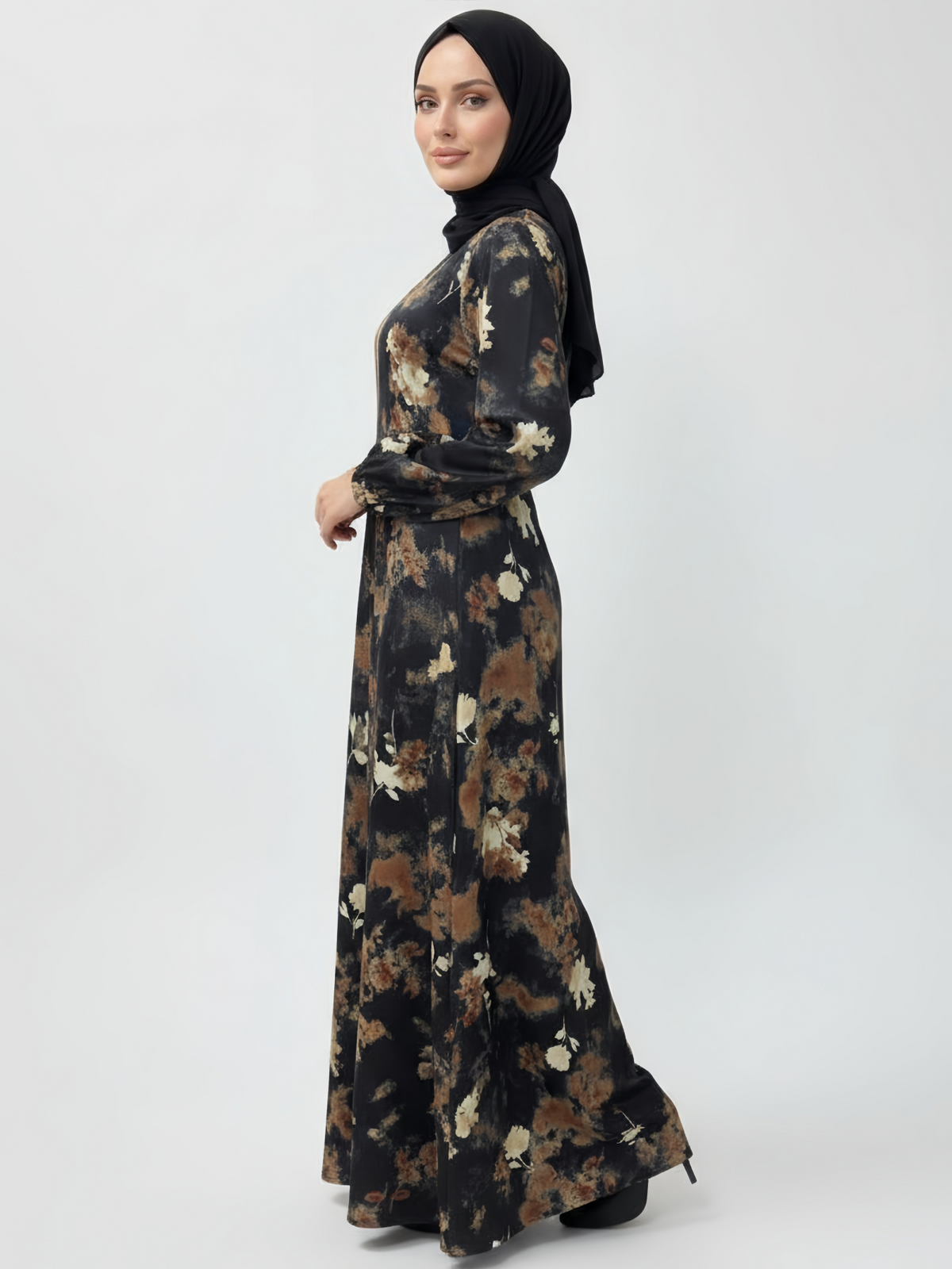 FUMIDAR Rania Printed Belted Maxi Dress in Autumn Floral — view 6
