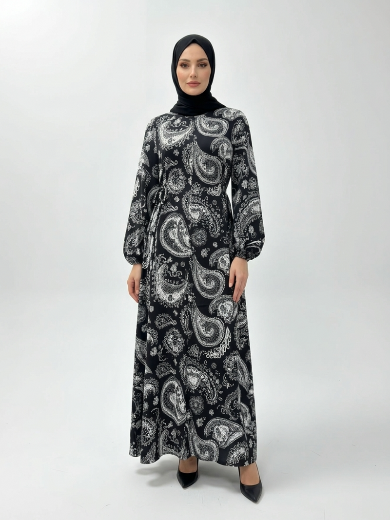 Rania Printed Belted Maxi Dress