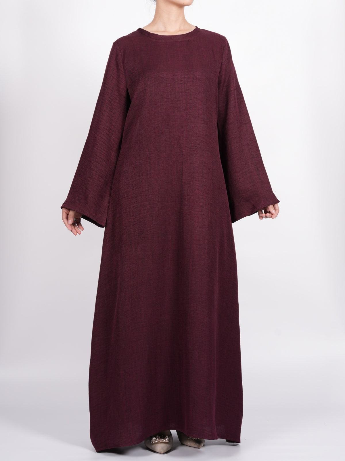 FUMIDAR Zahra Draped Buckle Maxi Dress in Burgundy — view 23