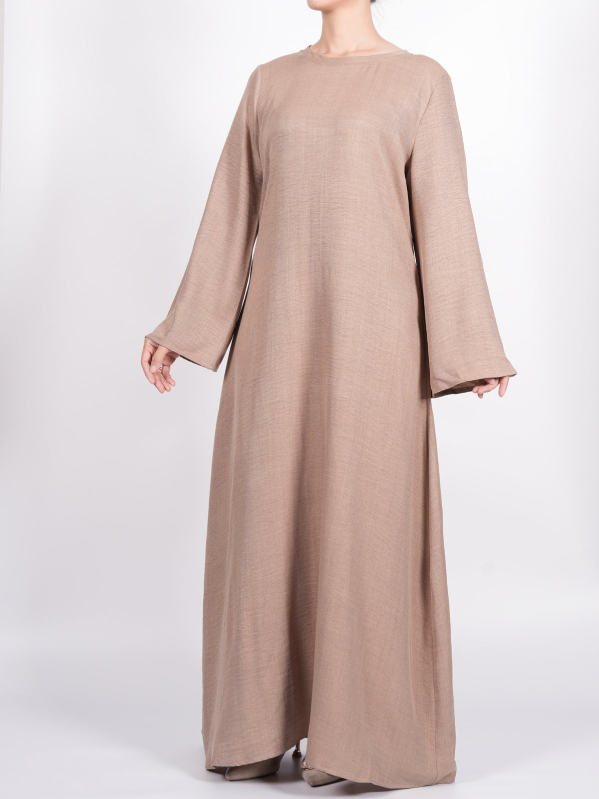FUMIDAR Zahra Draped Buckle Maxi Dress in Khaki — view 6
